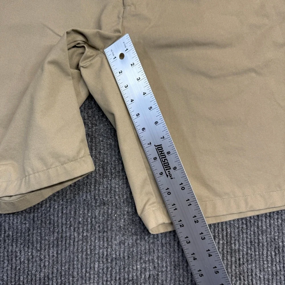 Dennis Uniform Mens Khaki Chino Short Tan 040720 Size 38 Cotton Blend Flat Front